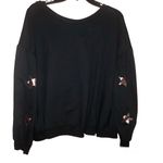 Cato Balloon Star Print Sleeve Knot Twist Back Sweatshirt Black Large Photo 0