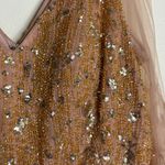 Mac Duggal  EMBELLISHED V NECK LONG SLEEVE A LINE GOWN size 14 in pink Photo 7