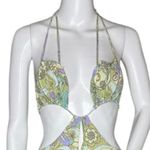 Sky to Moon Jumpsuit Womens Medium Yellow Purple Retro Floral‎ Casual Sexy Beach Photo 4