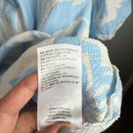 STINE GOYA Britney Peplum Blouse Blue/White Split‎ Neckline Keyhole Size XL Blue Photo 6