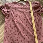 a.n.a NEW . Free Geo Rose Aztec Print Keyhole Back Puff 3/4 Sleeve Blouse S Photo 3