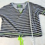 One Step Up Pullover Sweater Womens Size L Gray Black Striped Drop Shoulder Size L Photo 4