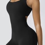 Backless Ruched Scrunch Butt Jumpsuit Black Size L Photo 3