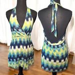 Mudd Y2K Blue and Green Backless Halter Top Photo 1