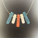 Vintage Glass, Bead, and Wire Necklace Blue White Orange Silver Photo 3