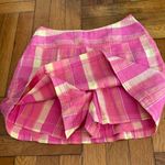 st. john's bay Ladies Mini Skirt Skort Size 4 Pink Lemonade Plaid Stretch Photo 2