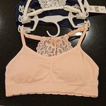 Laura Ashley π Padded Lace Back Bralettes (3 Pk) Navy Blue Pink White Small NWT Photo 4