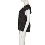 CeCe Women's Ruffled Square Neckline Floral-Print Blouse Black Sz S Photo 2