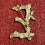 Sarah Coventry Vintage Letter E Monogram Pin Initial Brooch Goldtone Branches Gold Photo 3