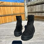 J/Slides Truly Faux Fur Lined Suede Zip Henley Platform Booties Black Size 6.5 Photo 3