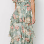 Baltic Born  Montaigne Sage Green Floral Ruffle Maxi Dress Photo 0