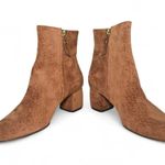 AGL Attilio Giusti Leombruni Veta Suede Ankle Boots 37.5 Cognac Brown Block Heel Size 6.5 Photo 3