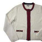 J.Crew NWT Emilie Sweater Lady Jacket Ivory Red Navy Contrast Trim Cardigan XL Photo 3