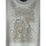 Anewsta Sweater Women Large White Gold Embroidered Floral Duck Knit Vest NWT Photo 7