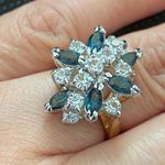Fine Quality Cocktail Blue/Clear Cluster Ring Size 6 Photo 0