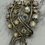 Aurora Borealis Crystal Brooch Shine Like a Disco Ball Silver Photo 0