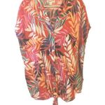 Studio JPR Woman Lightweight Gauzy Tie Front Top Blouse Tropical 2X Plus Size Orange Photo 1