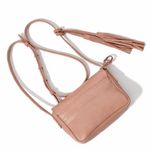 American Eagle Outfitters Italian Leather Crossbody Bag Blush Pink Tassel Boho Photo 2