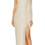 Michael Costello NEW-NWT x REVOLVE Berthe Ivory One Shoulder Lace Maxi Dress XS Photo 0