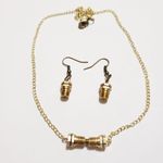 Handmade Gold Propane Necklace And Earring Set Photo 0