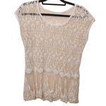 Aerie  Size Medium M Sheer See Through Lace Ivory White Elegant Girly Blouse Photo 0