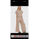 Zenana Outfitters Ribbed 2pc wide leg set cream oversized fit small Photo 1