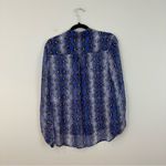 Diane Von Furstenberg  Blue Snake Print Lorelei Shirt 100% Silk Size 4 Women's Photo 7