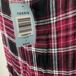 Torrid  size 2 Fit&Flare Plaid Red Dress Button Front Roll Tab Sleeve/Long sleeve Photo 2