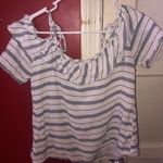 Miss Love  Brand 𝅺Striped Off the Shoulder Top Photo 1