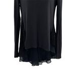 Free People  Lace Back Peplum Ruffle Long Sleeve Blouse Top Shirt Black High Low Photo 5