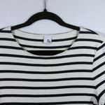 Iris & Ink White Navy Striped Round Neck 3/4 Sleeve Breton Top Blouse Size S Photo 2