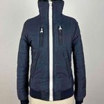 Moods Of Norway Navy Zip Up Puffer Jacket Size Medium Blue Photo 0