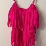 One Piece Hot Pink Barbie Fringe  Bikini Swimsuit Barbiecore Festival Large Photo 0