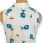 Vintage 90s White Cotton Maxi Shirt Dress Fish Seashell Shell Print Sleeveless Size M Photo 5