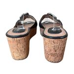 Fossil  Malea Platform Cork Wedge Sandals Y2K Black Leather Chunky Grunge Size 9 Photo 5