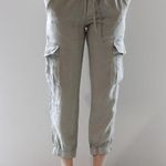 Bella Dahl Cargo Jogger Track Pants 100% Linen Olive Green Small Photo 9
