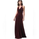 Jenny Yoo Red Velvet Sullivan Sleeveless Bridesmaid Maxi Dress Cowl Neck size 2 Photo 1