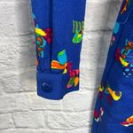 Vintage Tanner Womens Midi Shirt Dress Belt Size 12 Bows Print Long Sleeve Blue Photo 4