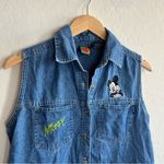 Vintage Mickey Mouse Button Down Denim Vest Blue Photo 2