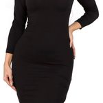 Amazon Black Women's 3/4 Sleeves Mock Neck Bodycon Midi Dresses Photo 0