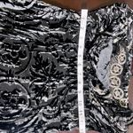 Badgley Mischka Black Floral Velvet Lace Spaghetti Strap Formal Maxi Dress Photo 7