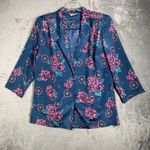 Pykettes Blazer Womens L Blue Pink Floral Print Vintage 80s 90s Cottagecore Size L Photo 1