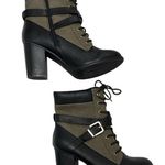 Apt. 9  Green and Black Ankle Boots with Chunky Heels and Lace-Up Design Photo 1