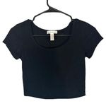 Ambiance Apparel Black Short Sleeve Cotton Blend Lightweight Crop Top Women Sz S Photo 0