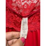 Vtg Slip Dress Red Maxi Gown‎ Lace Trim Side Tie Nylon Sz L Coquette Lingerie Size L Photo 4