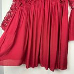 J Gee Babydoll Lace Crochet Tunic Mini Dress Sz Large Red Bell Sleeve Flowy Photo 10