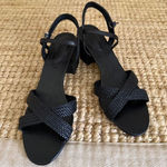 Schutz  Karima Black Braided Block Heel Sandals Women’s 7B Strappy Buckle Shoes Photo 0
