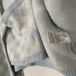 MABLE Blue Cropped Blue diamond knit Cardigan strapless 2pc set size Small Photo 3