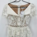 Self Portrait Cream Lace Peplum Midi Dress Wedding Bridal Cocktail US 2 NWT White Photo 7