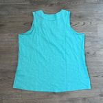 Denim & Co. Linen Blend Split Neck Tank with Picot Trim Photo 2